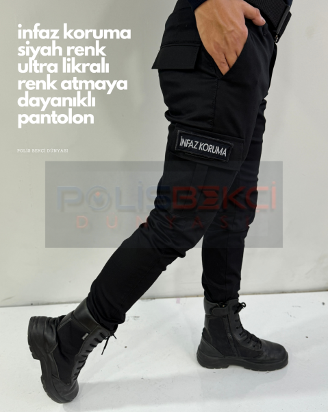 4 MEVSİMLİK  SİYAH LİKRALI  İNFAZ  KORUMA PANTOLONU