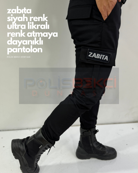 4 MEVSİMLİK SİYAH LİKRALI ZABITA PANTOLON
