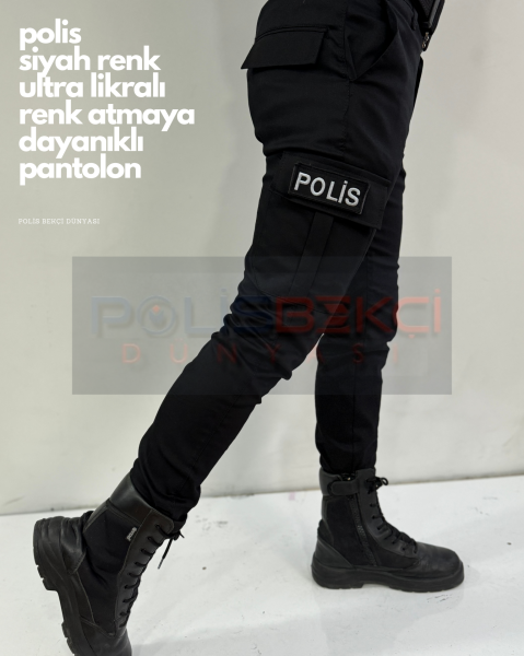 4 MEVSİMLİK  SİYAH LİKRALI POLİS  PANTOLUNU