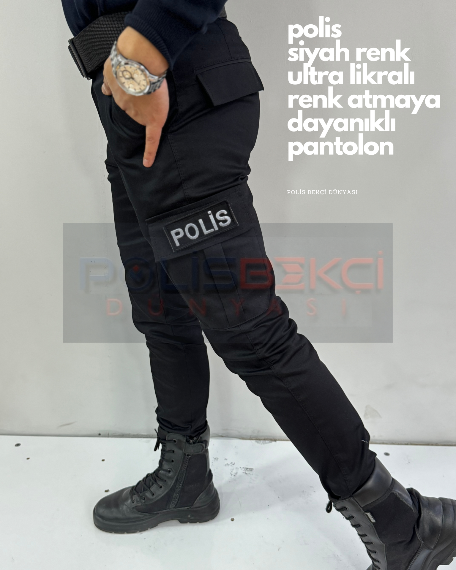 4 MEVSİMLİK  SİYAH LİKRALI POLİS  PANTOLUNU