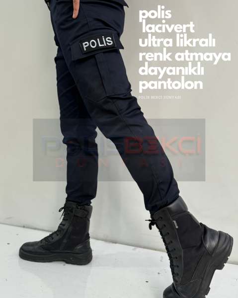 4 MEVSİMLİK LACİVERT LİKRALI POLİS PANTOLONU