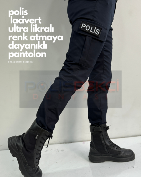 4 MEVSİMLİK LACİVERT LİKRALI POLİS PANTOLONU