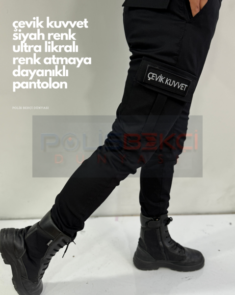 4 MEVSİMLİK  SİYAH ÇEVİK KUVVET LİKRALI PANTOLON 40