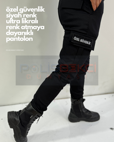 4 MEVSİMLİK  ULTRA LİKRALİ  SİYAH ÖZEL GÜVENLİK PANTOLONU