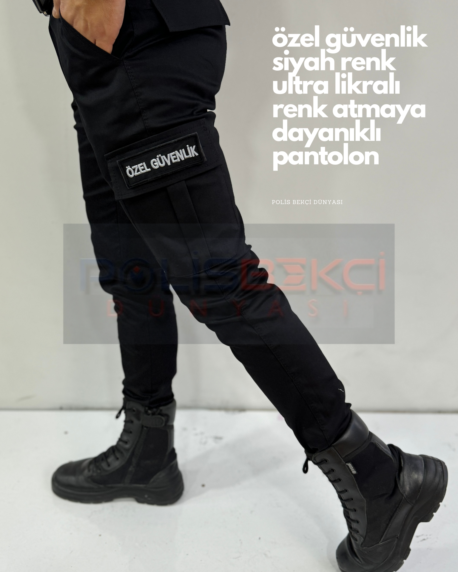 4 MEVSİMLİK  ULTRA LİKRALİ  SİYAH ÖZEL GÜVENLİK PANTOLONU