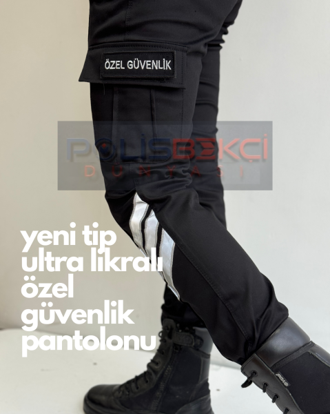 4 MEVSİMLİK  YENİ TİP SİYAH ULTRA LİKRALİ  REFLEKTÖRLÜ ÖZEL GÜVENLİK PANTOLONU