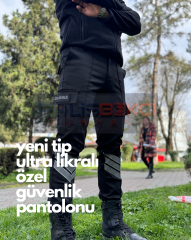 4 MEVSİMLİK  YENİ TİP SİYAH ULTRA LİKRALİ  REFLEKTÖRLÜ ÖZEL GÜVENLİK PANTOLONU